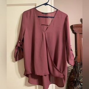 West Kei Surplice rolltab High Low blouse